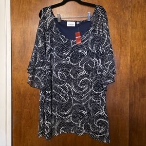 NWT Avenue Cold Shoulder Flutter Sleeve Lined Blouse Size 26/28 Top